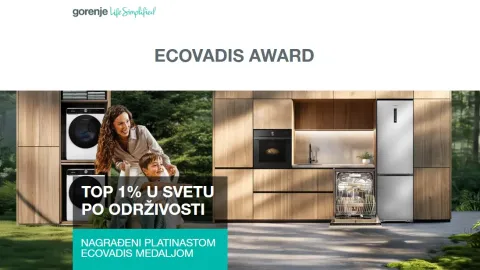 Gorenje prejelo najvišjo nagrado EcoVadis za trajnostne prakse