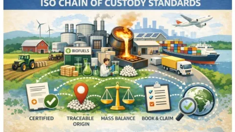 ISO 22095 delovi 2 i 3 definišu pravila za "Chain of custody" modele za praćenje materijala