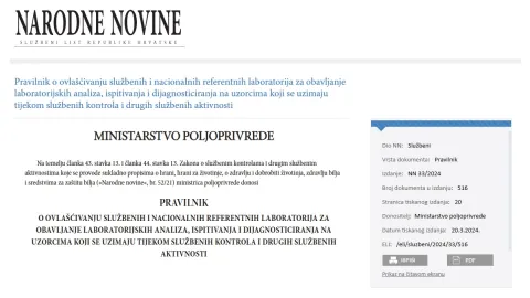 Hrvatska donosi nova pravila za odobravanje dviju vrsta laboratorija za kontrolu hrane i hrane za životinje