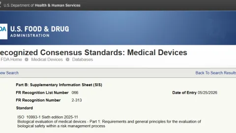 FDA delimično priznaje ISO 10993-1:2025 za medicinske uređaje