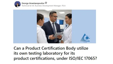 Sertifikaciona tela mogu koristiti sopstvene laboratorije prema ISO 17065, ali samo ako je osigurana nepristrasnost