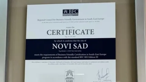 Novi Sad dobio regionalni sertifikat o povoljnom poslovnom okruženju