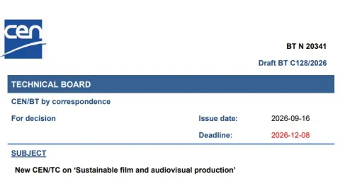 AFNOR predlaže novi CEN komitet za održivu filmsku i audiovizuelnu produkciju