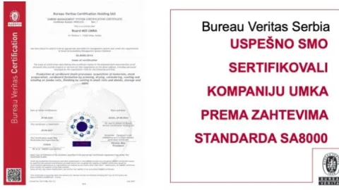 Umka Board Mill sertifikovan po SA 8000 