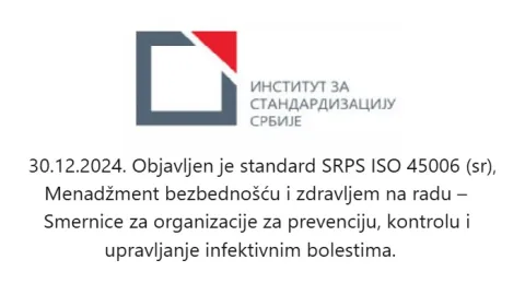 Srbija je prevela ISO 45006 za upravljanje rizicima od zaraznih bolesti na poslu