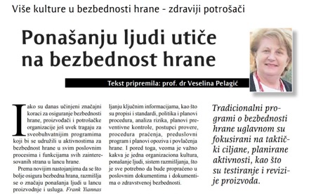 Ponašanju ljudi utiče na bezbednost hrane - Veselina Pelagić